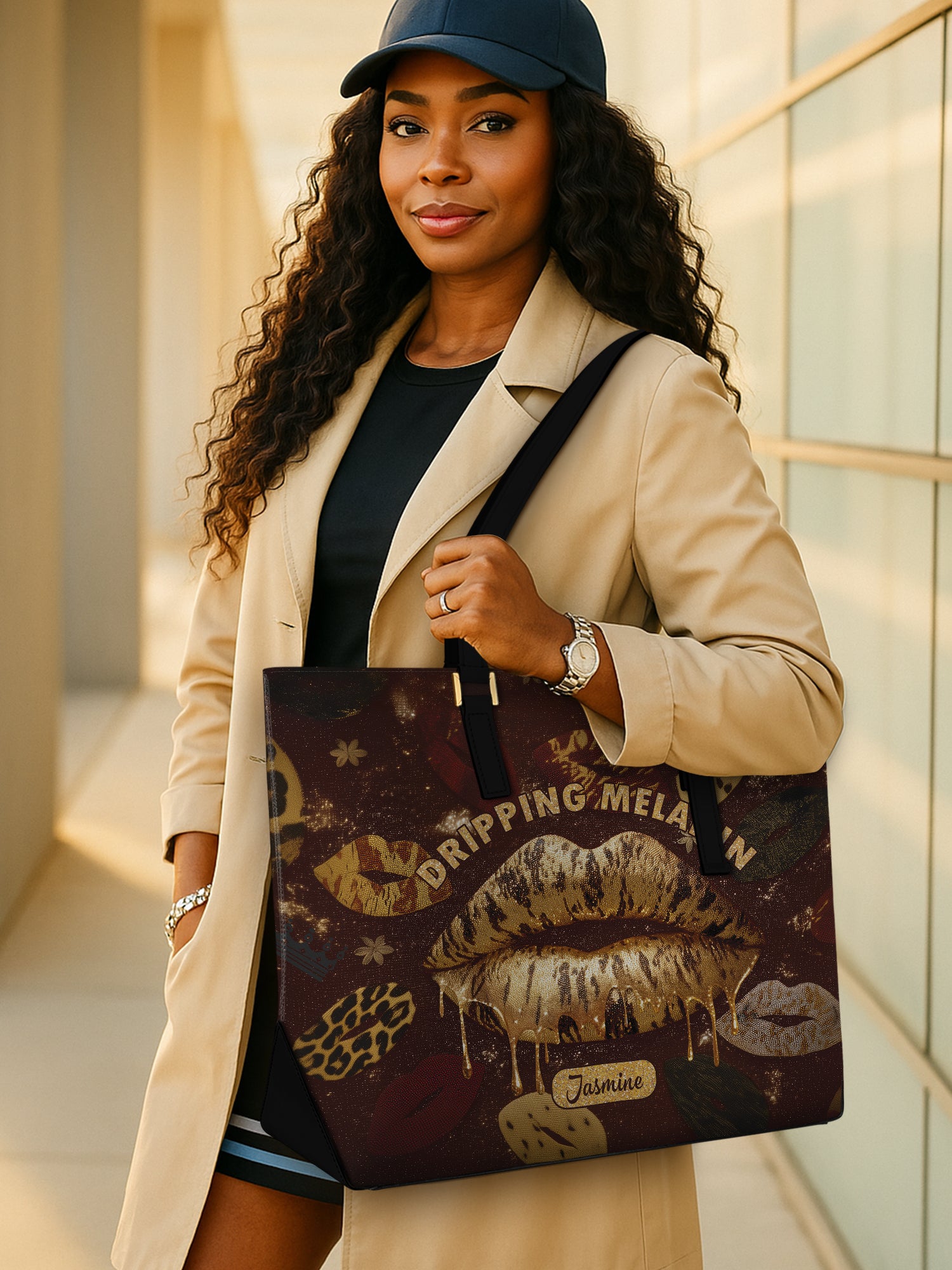 Dripping Melanin Sleek Leather Tote