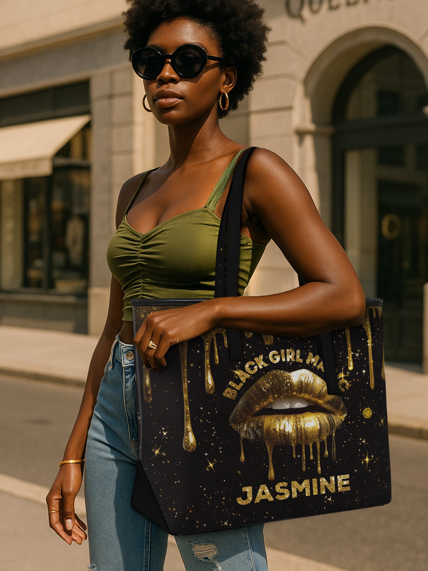 Black Girl Magic Sleek Leather Tote