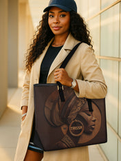 Afrique Oak Sleek Leather Tote