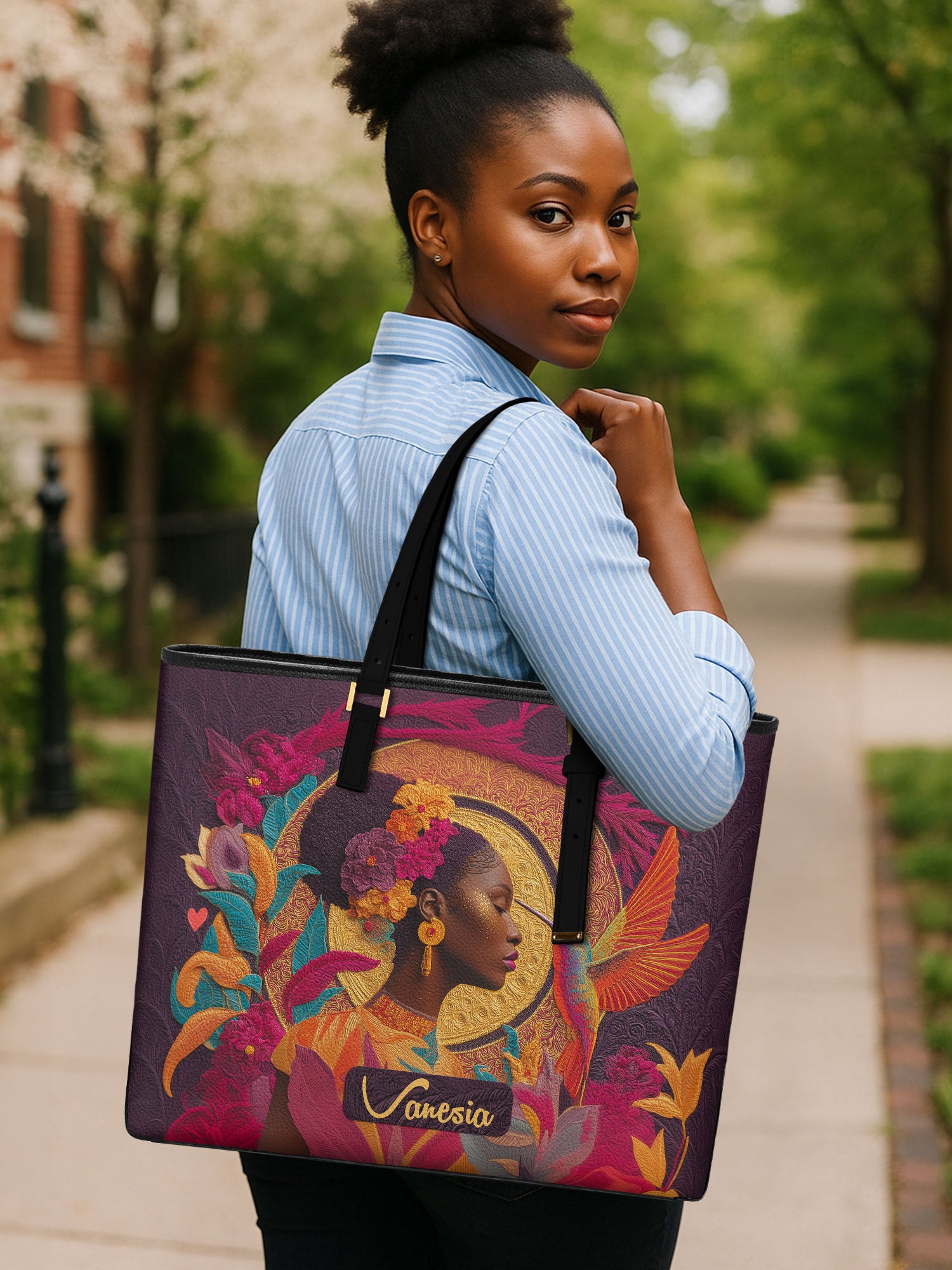 Ebony Wings Sleek Leather Tote