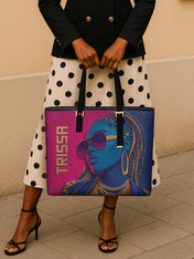 Crowned in Locs Sleek Leather Tote