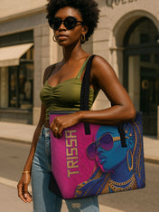 Crowned in Locs Sleek Leather Tote