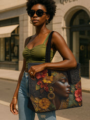 Floral Grace Sleek Leather Tote QR0XD026