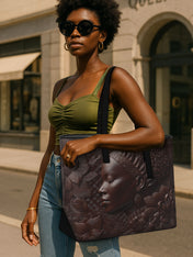 Floral Calm Sleek Leather Tote QR0XD031