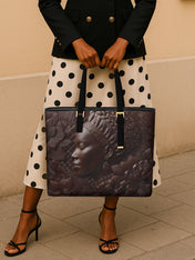 Floral Calm Sleek Leather Tote QR0XD031