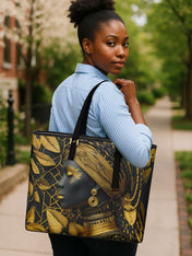 The Gilded Queen Sleek Leather Tote QR0TD029