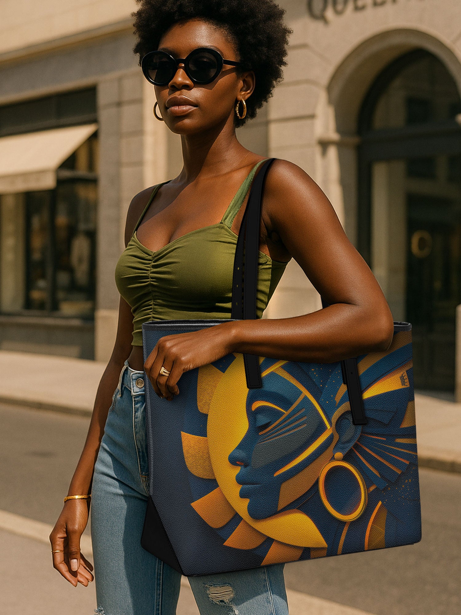 Echo of Light Sleek Leather Tote QR0TD035