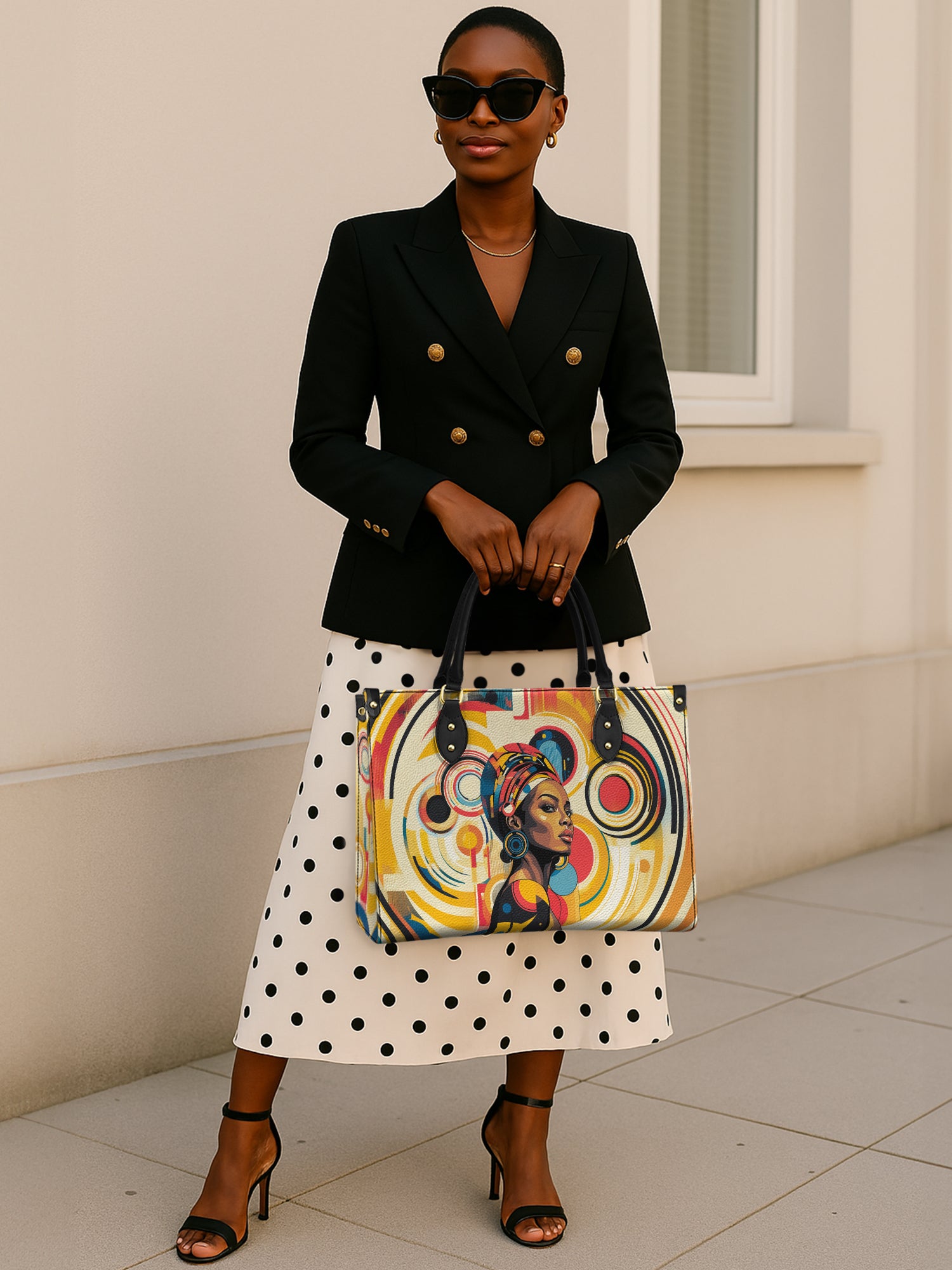 Bold Black Woman Premium Leather Handbag QR0XD110