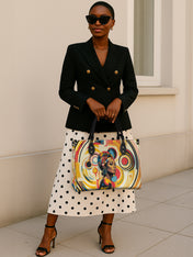 Bold Black Woman Premium Leather Handbag QR0XD110