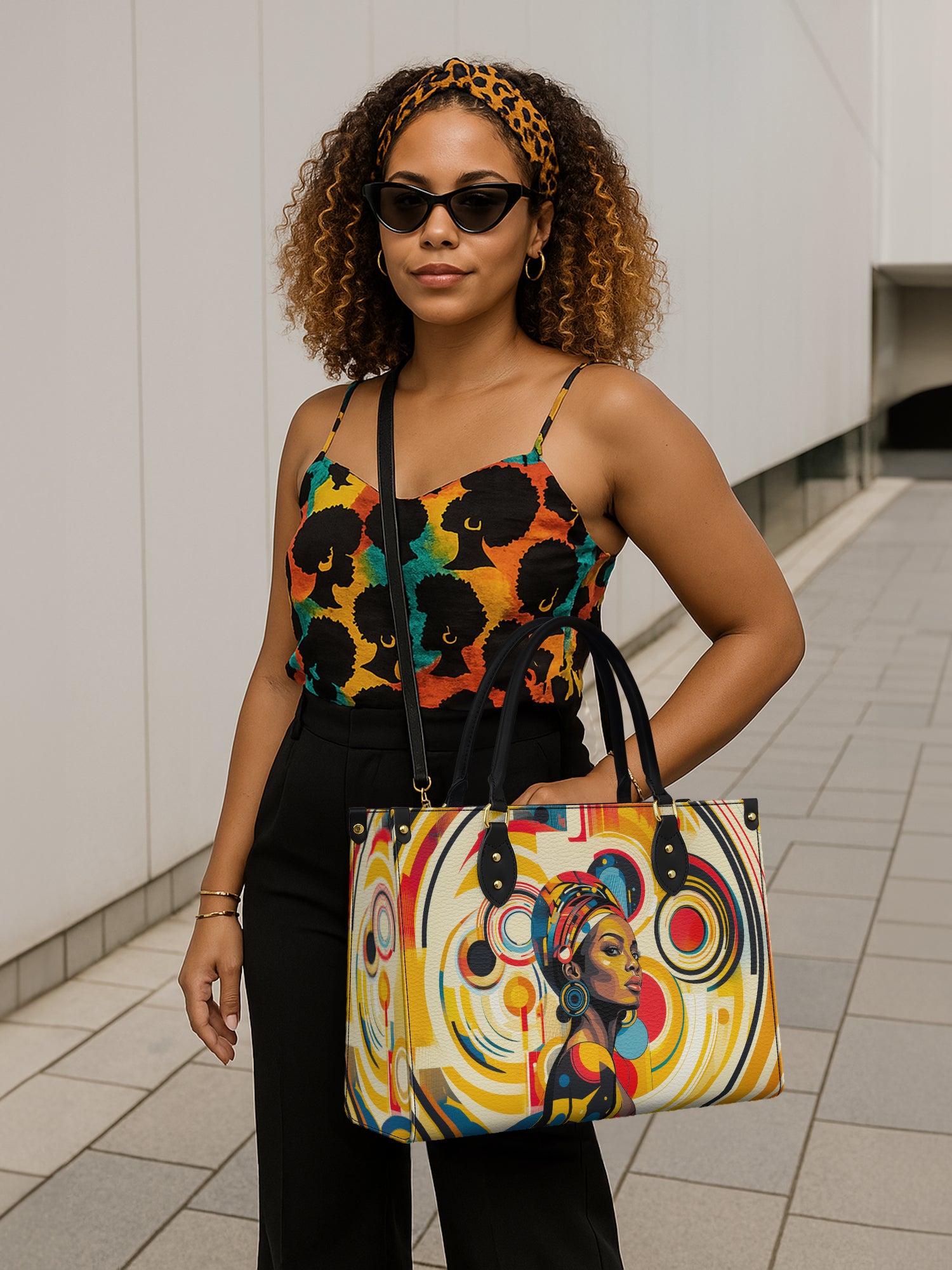 Bold Black Woman Premium Leather Handbag QR0XD110