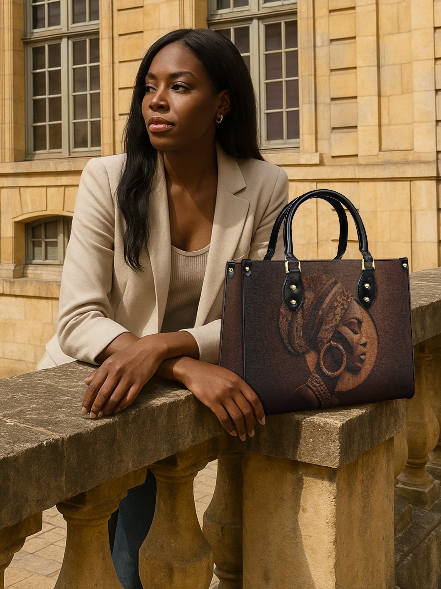 Afrique Oak Premium Leather Handbag QR0XD128