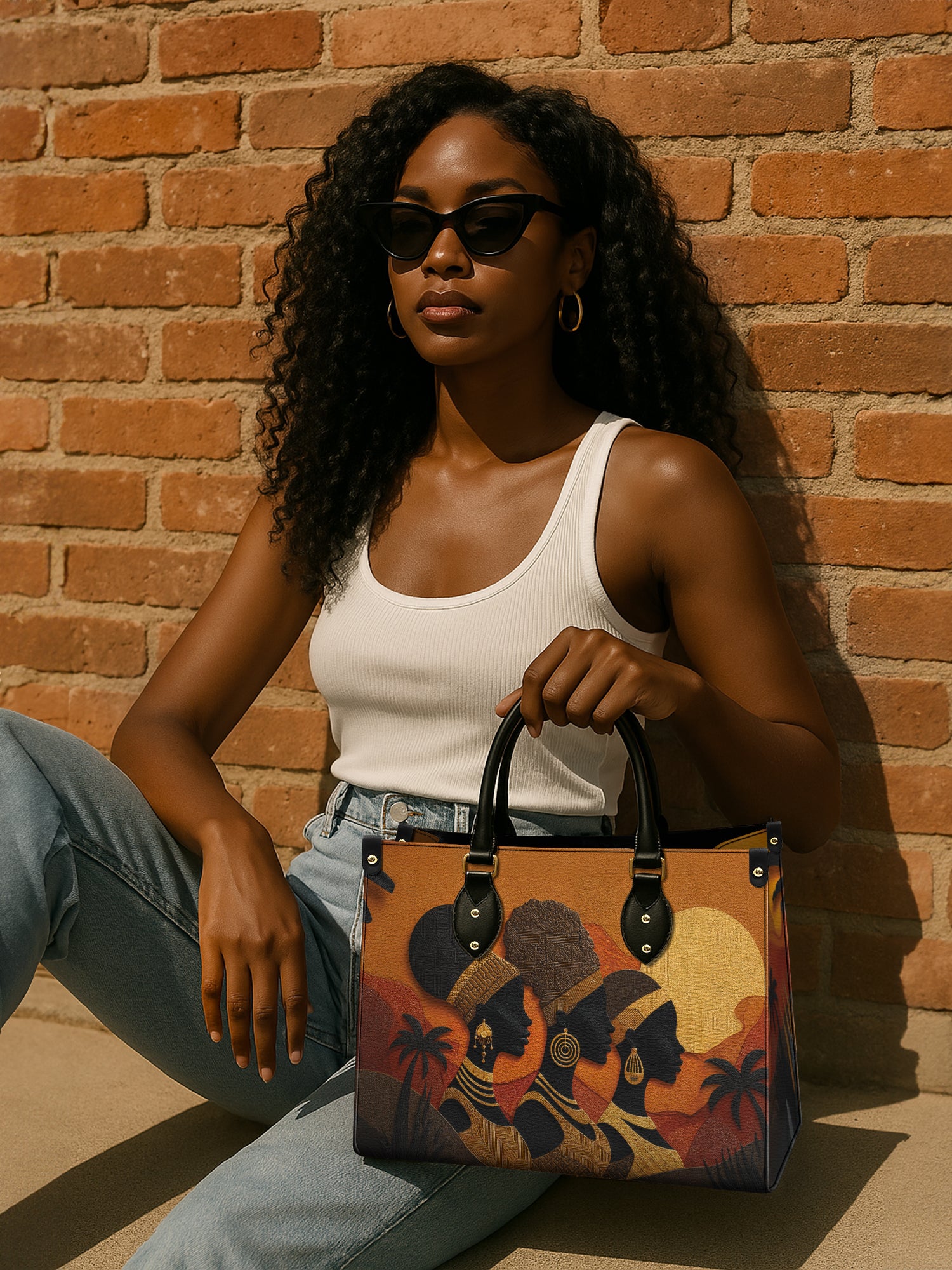 Three African Queens Premium Leather Handbag QR0HH024