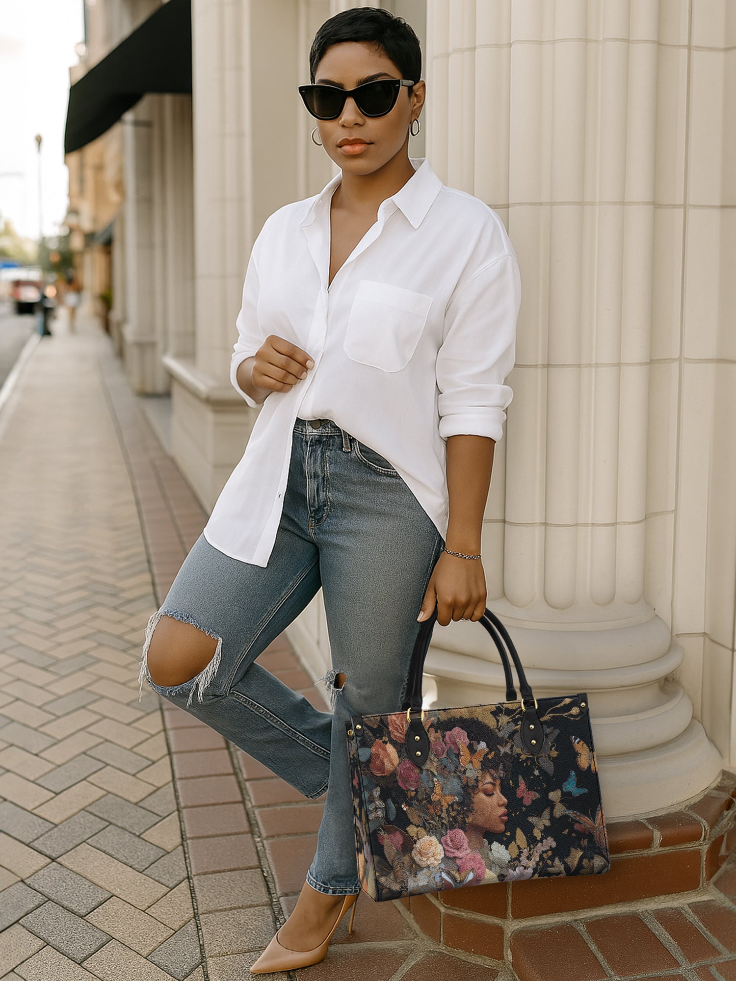 Butterfly Queen Premium Leather Handbag QR0HH110