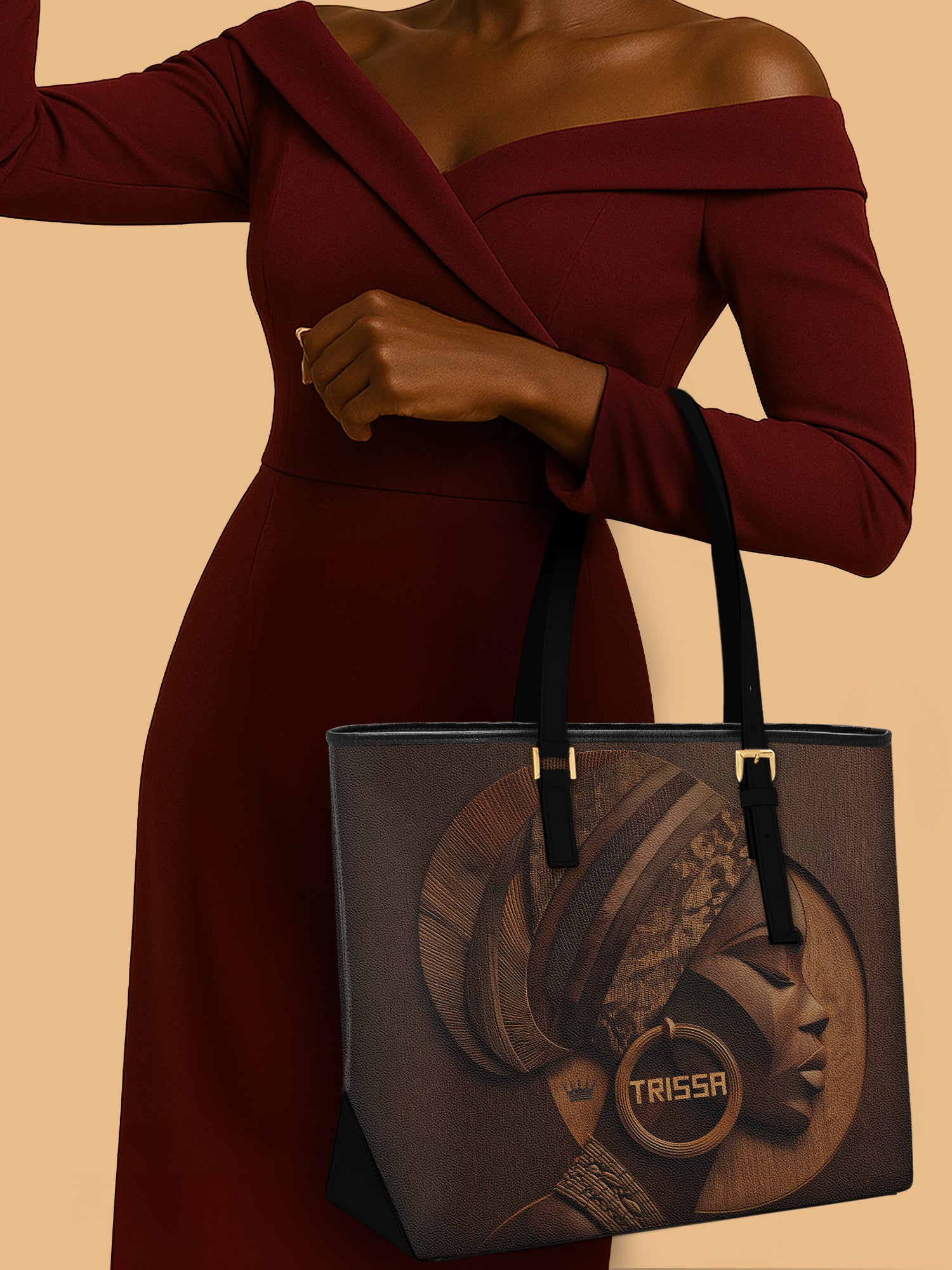 Afrique Oak Sleek Leather Tote