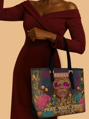 Black Christian Woman Sleek Leather Tote