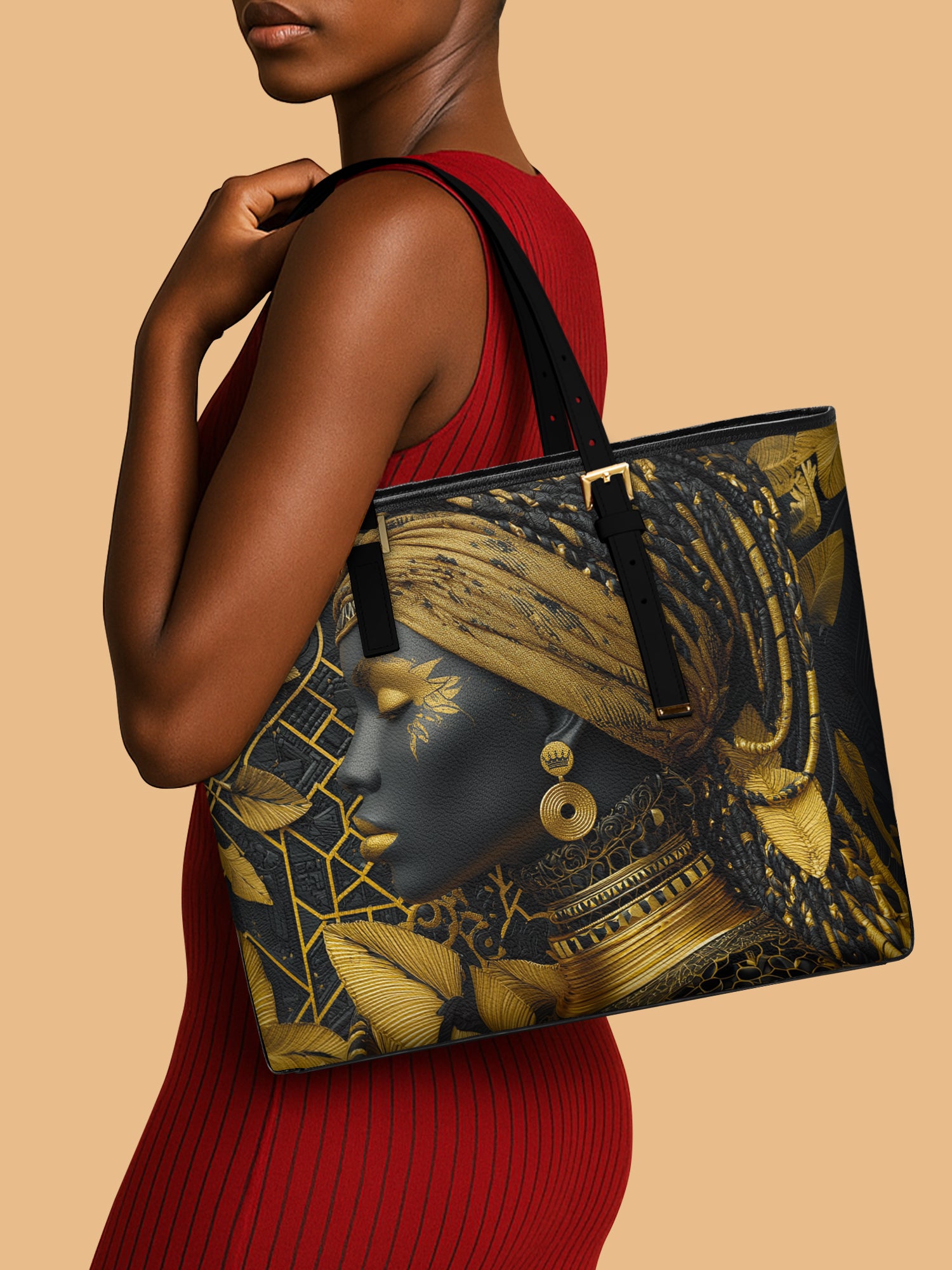 The Gilded Queen Sleek Leather Tote QR0TD029