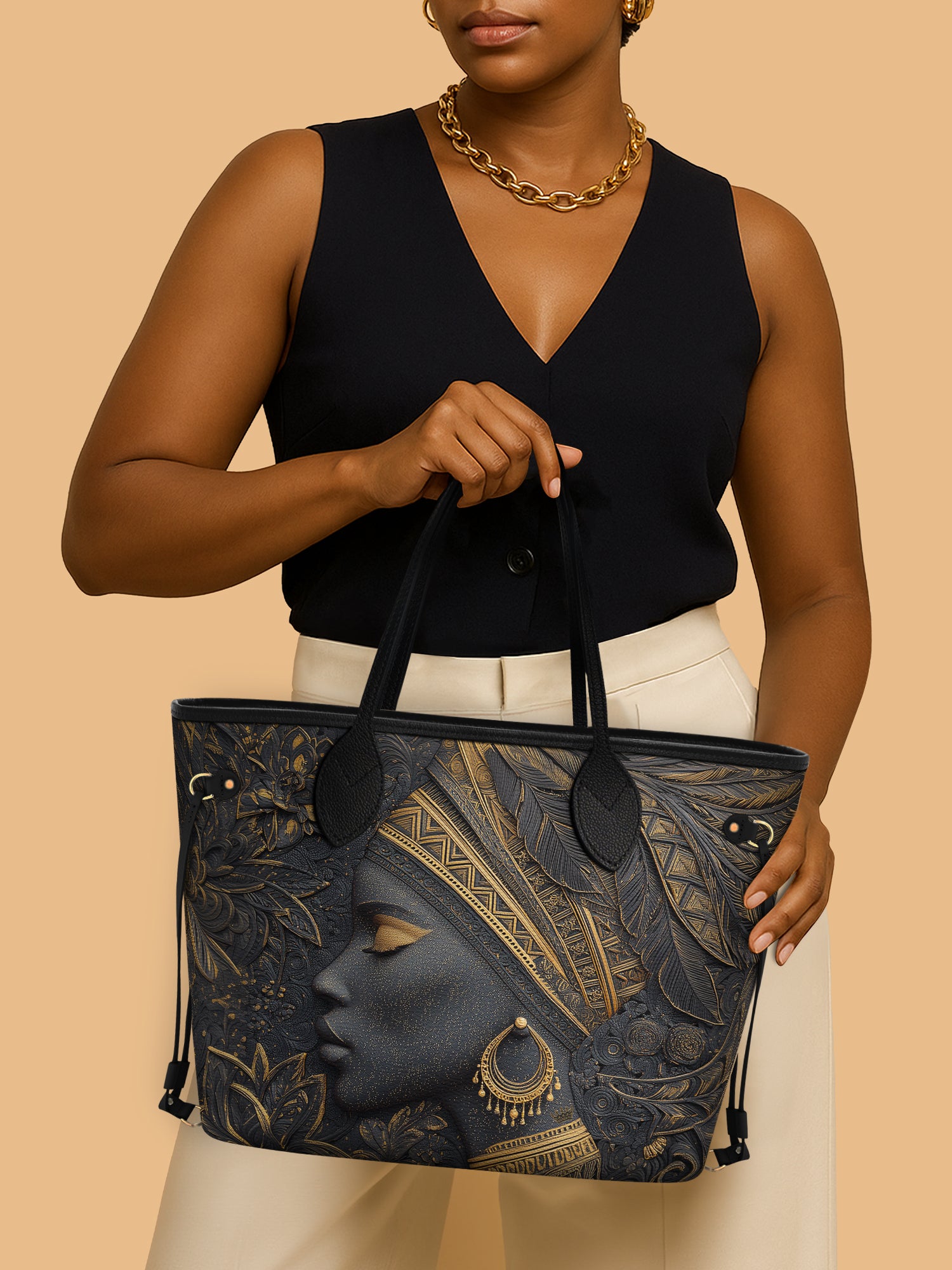 Melanin Raised Classic Shopper Tote QR0TD027