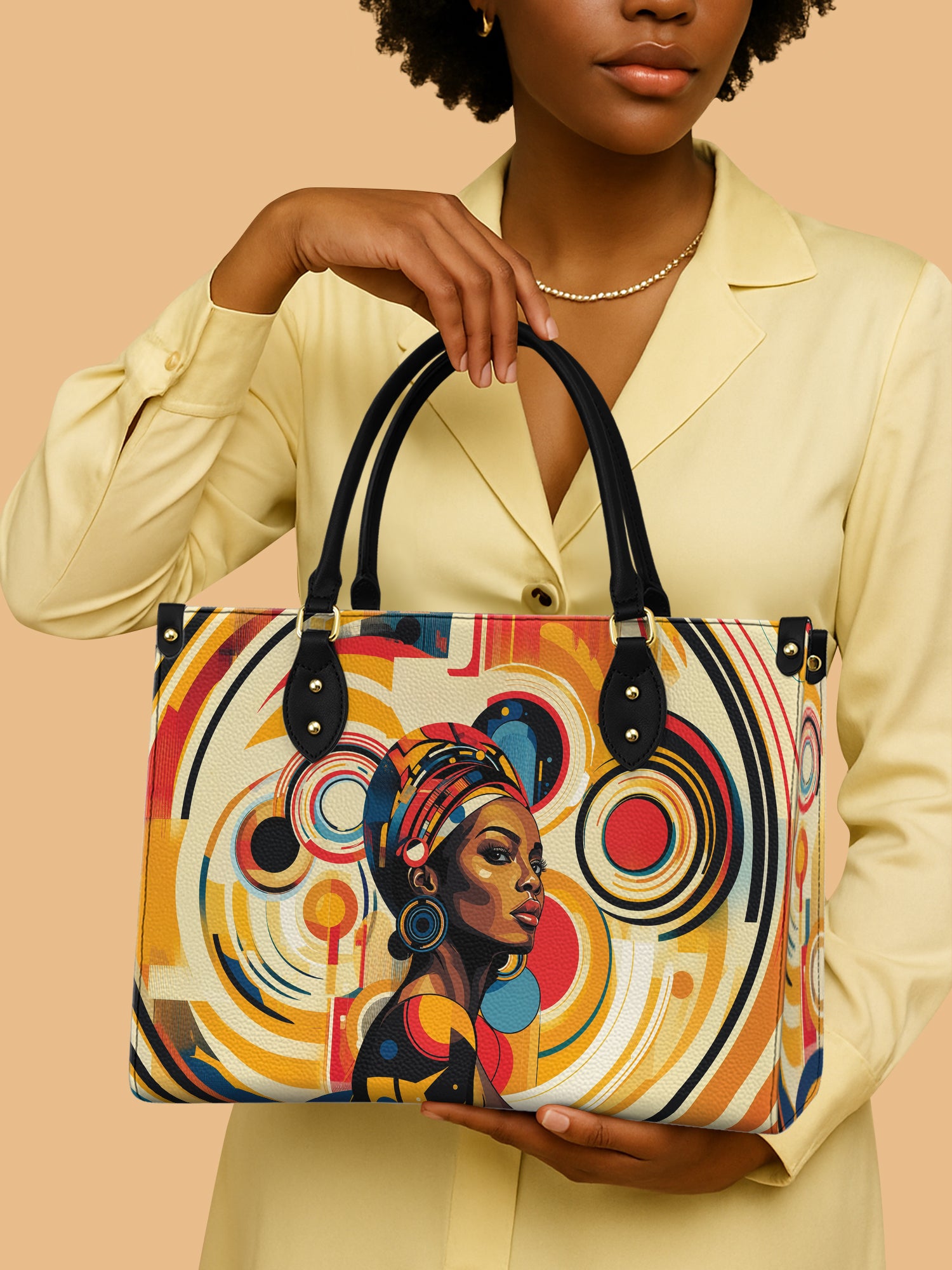 Bold Black Woman Premium Leather Handbag QR0XD110