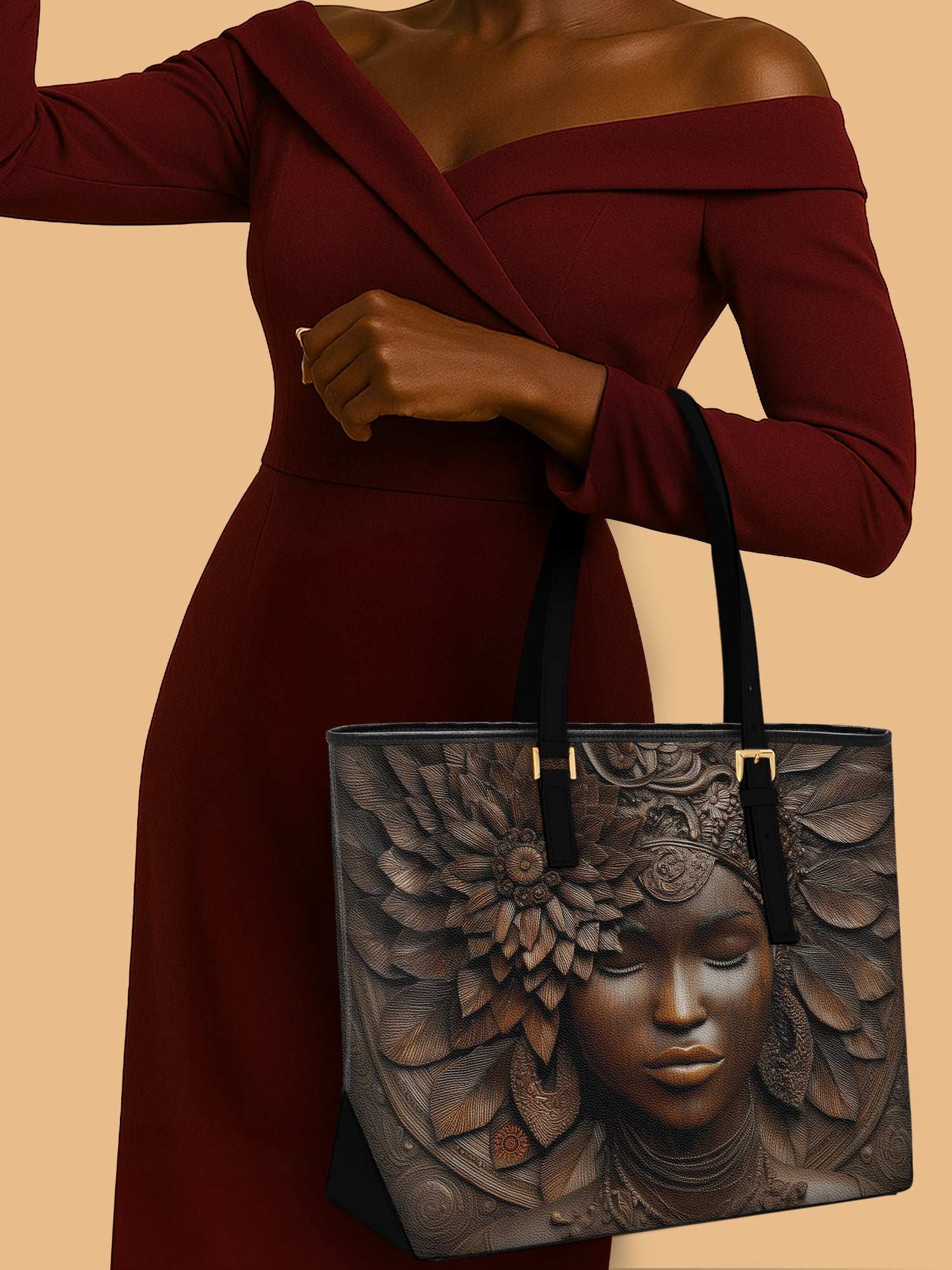 Ancestor Call Sleek Leather Tote QR0XD354