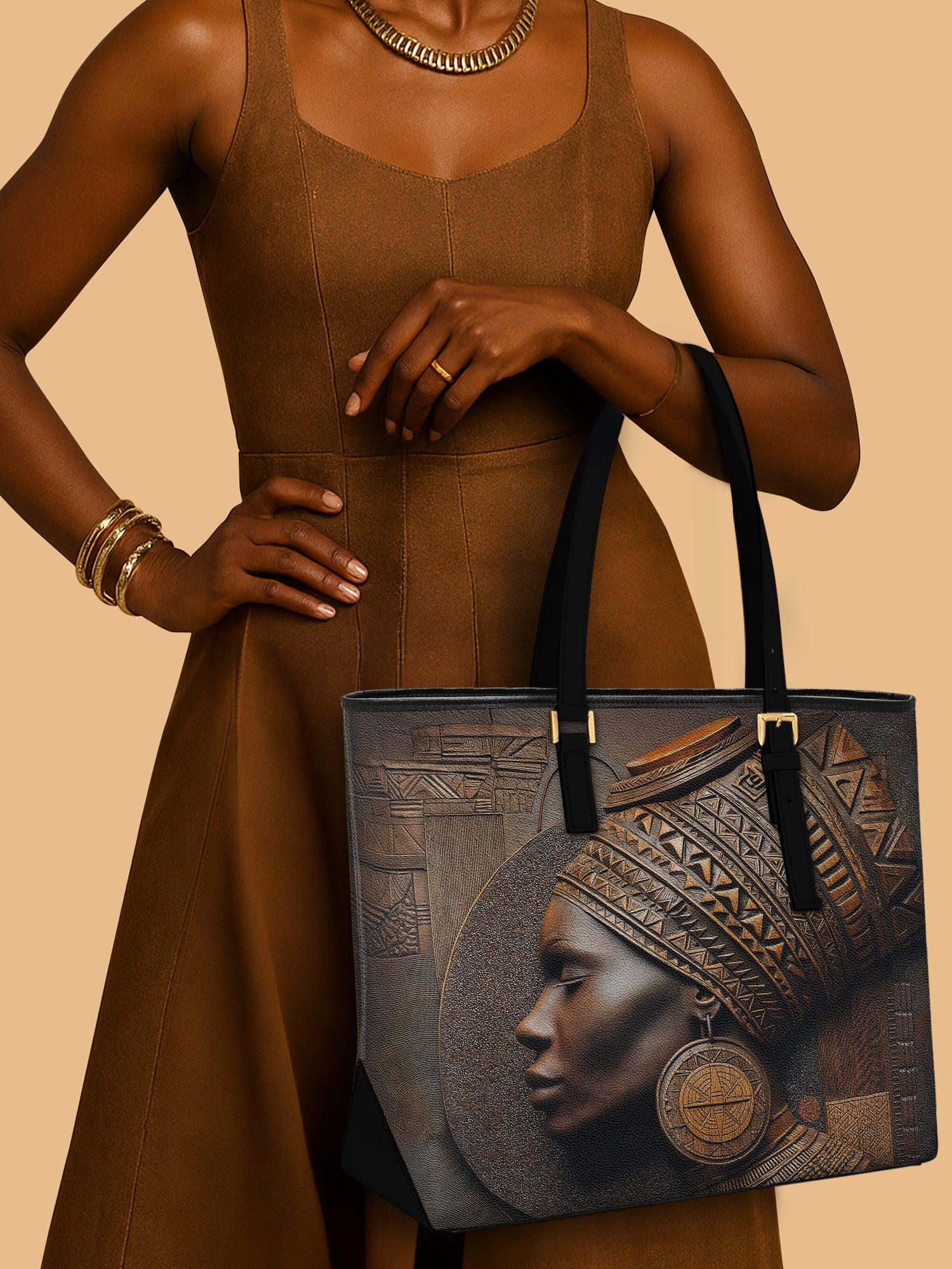 Bronze Serenity Sleek Leather Tote QR0TV150