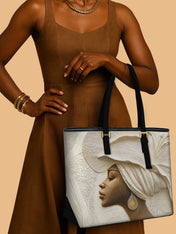 Ivory Blossom Sleek Leather Tote QR0TV124