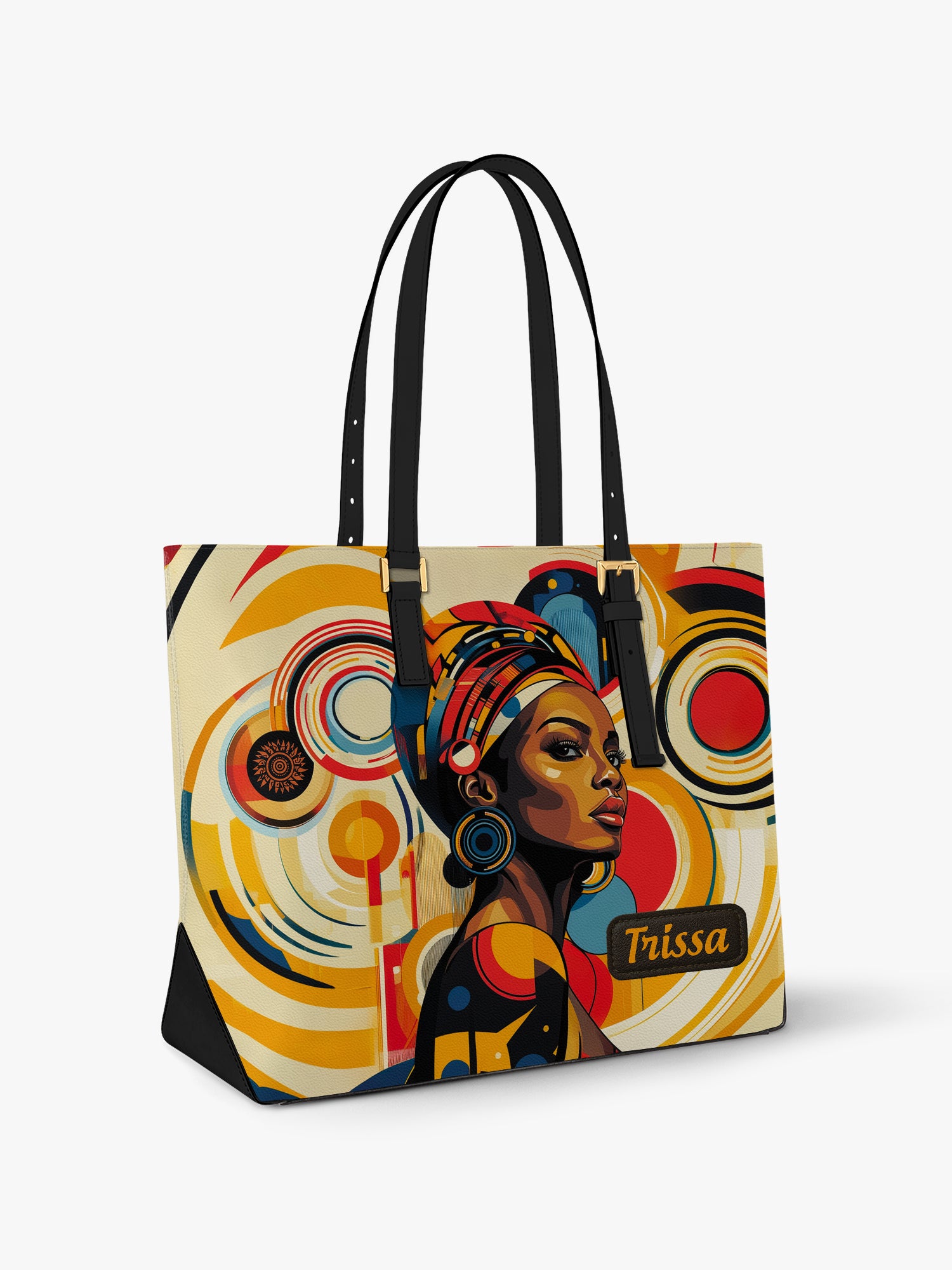 Bold Black Woman Sleek Leather Tote