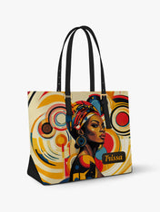 Bold Black Woman Sleek Leather Tote