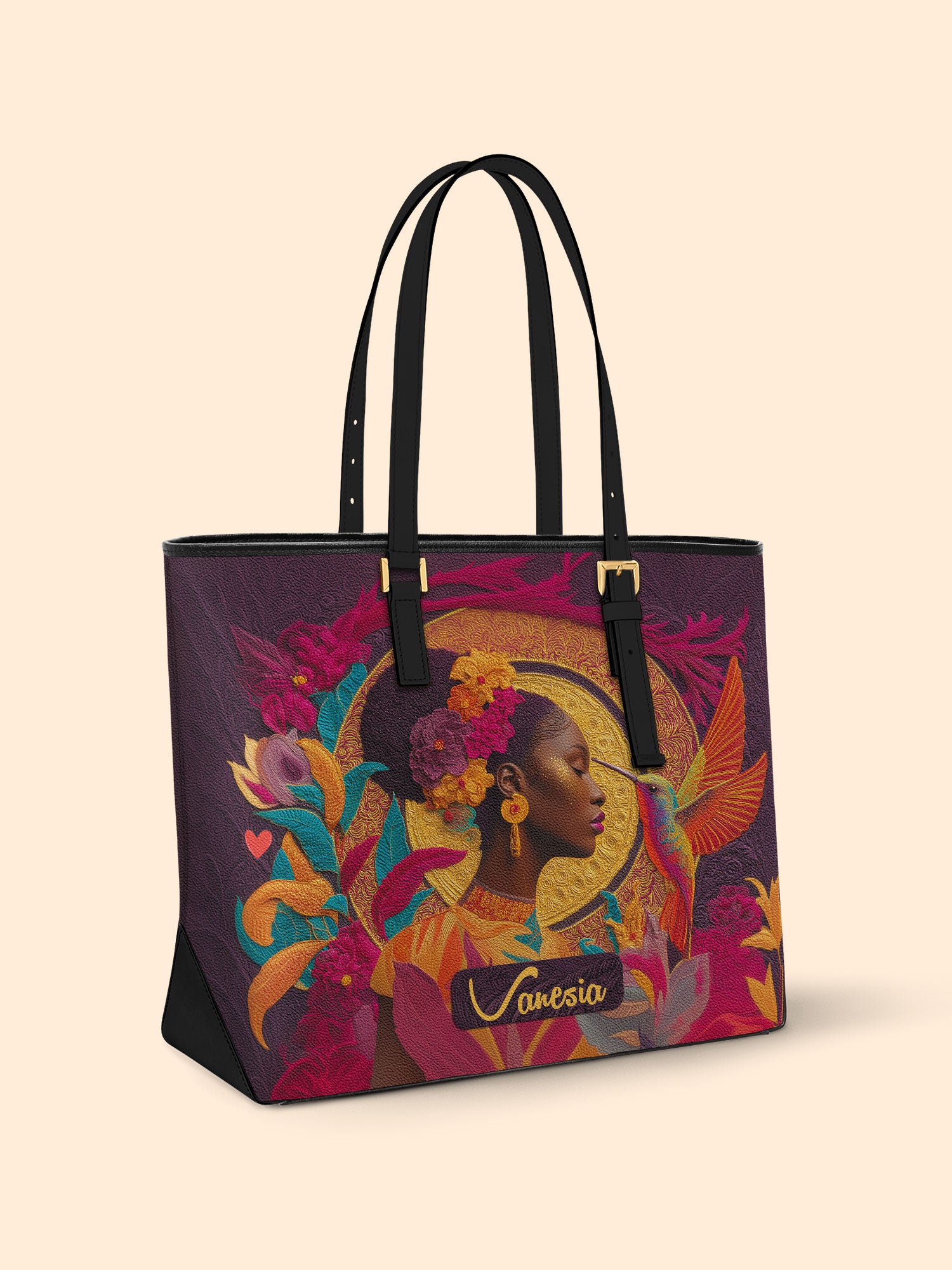 Ebony Wings Sleek Leather Tote