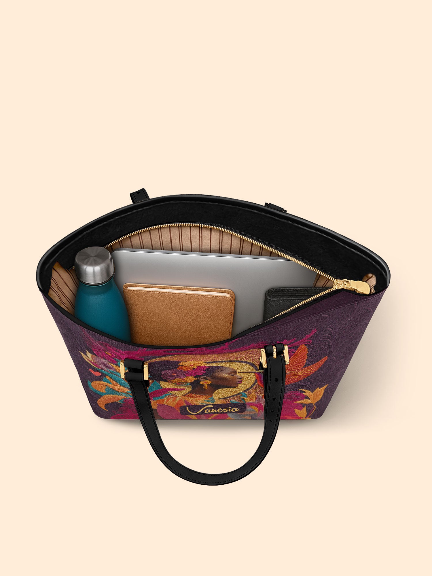 Ebony Wings Sleek Leather Tote