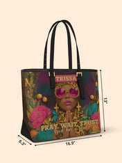 Black Christian Woman Sleek Leather Tote