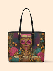 Black Christian Woman Sleek Leather Tote