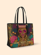 Black Christian Woman Sleek Leather Tote