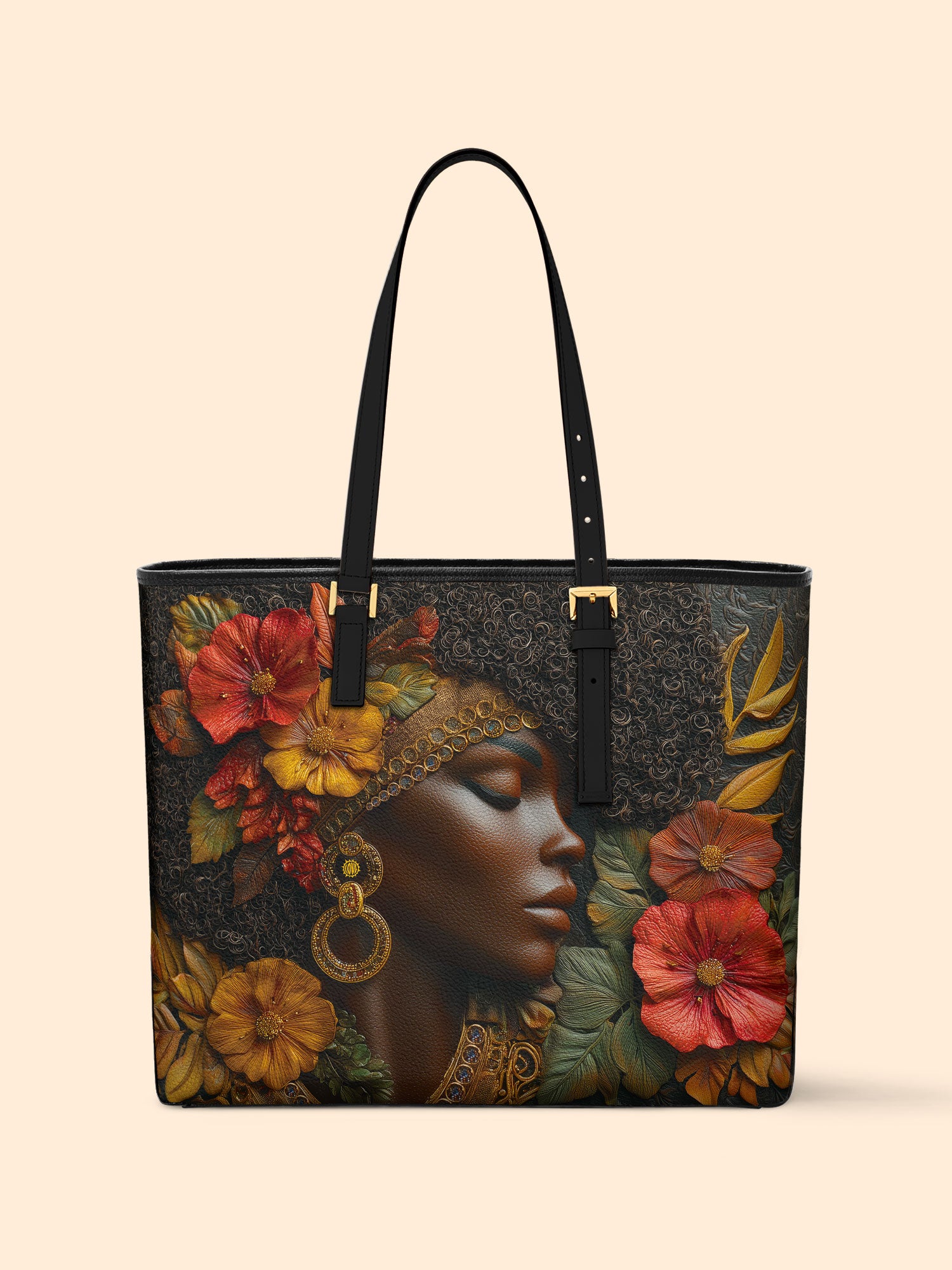 Floral Grace Sleek Leather Tote QR0XD026