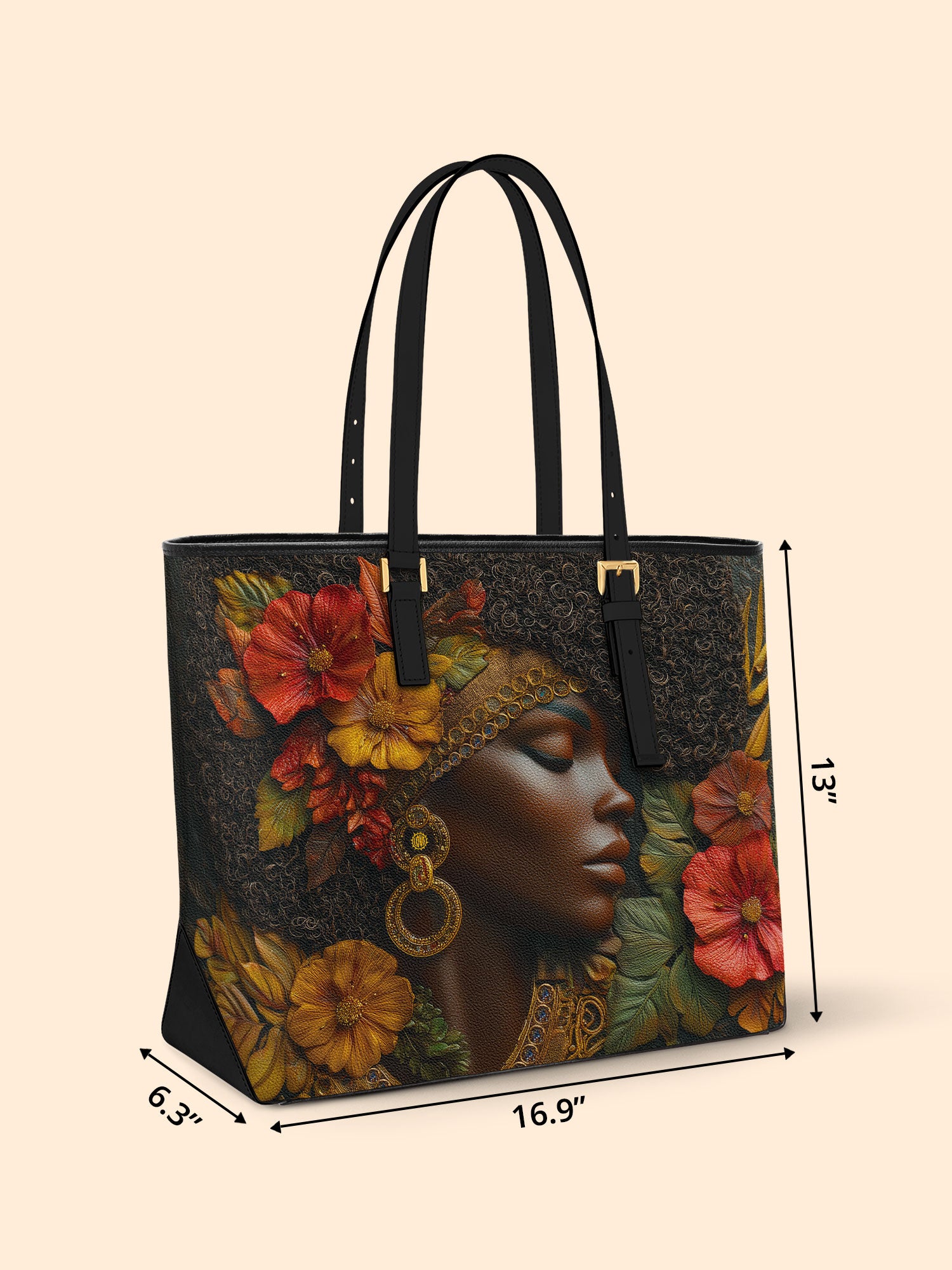Floral Grace Sleek Leather Tote QR0XD026