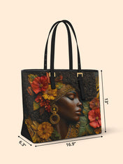 Floral Grace Sleek Leather Tote QR0XD026