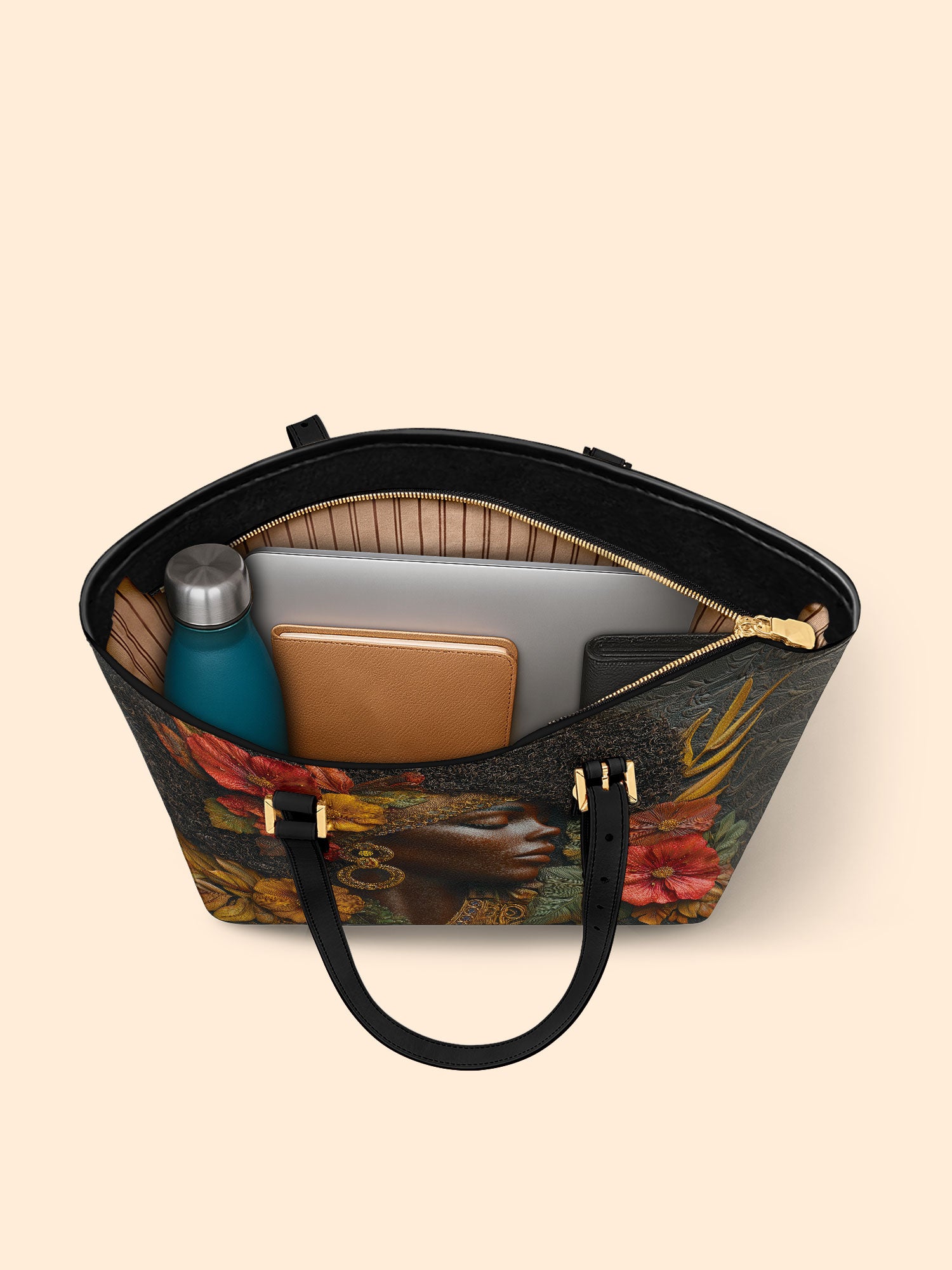 Floral Grace Sleek Leather Tote QR0XD026