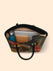 Floral Grace Sleek Leather Tote QR0XD026