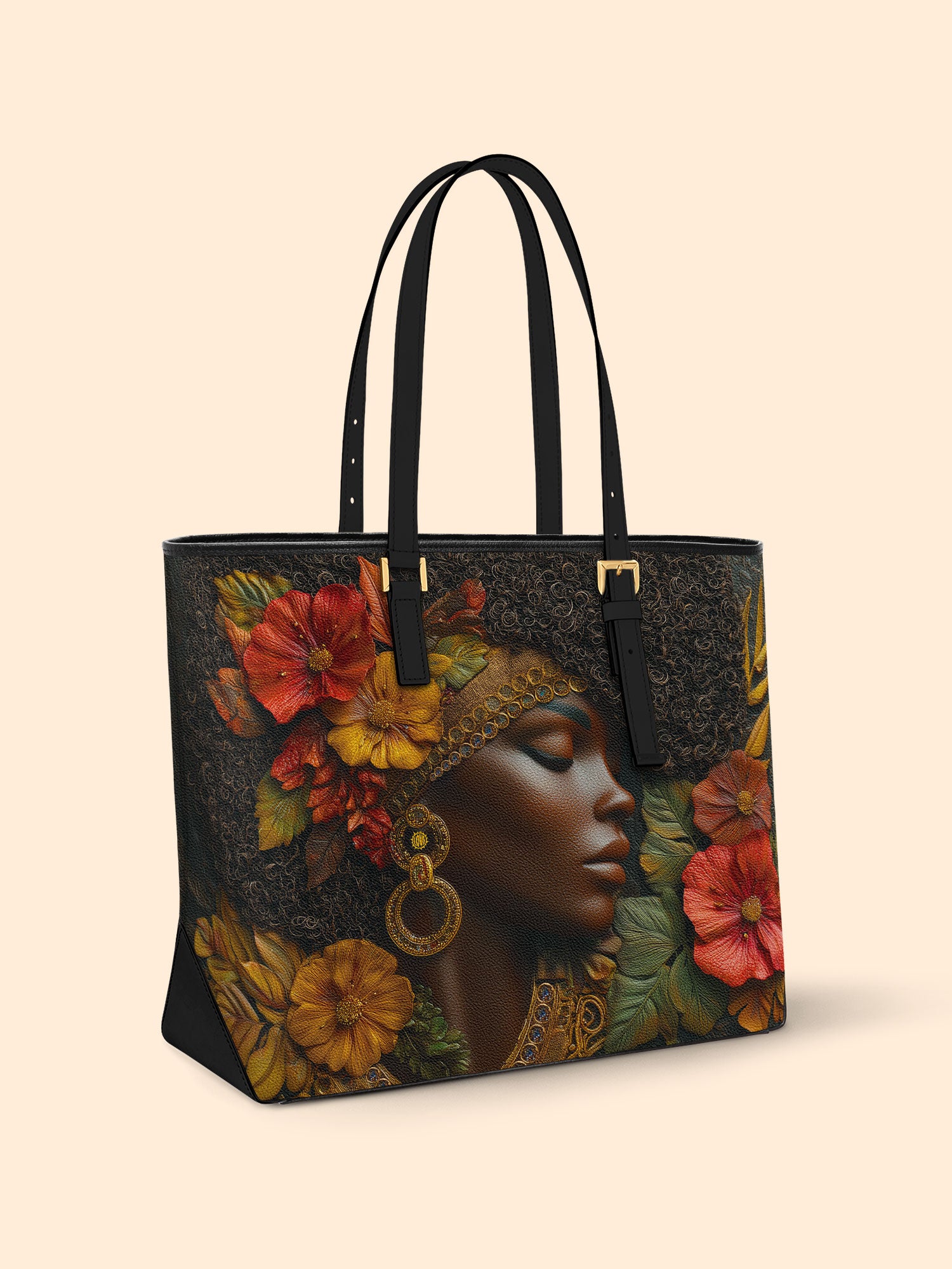 Floral Grace Sleek Leather Tote QR0XD026