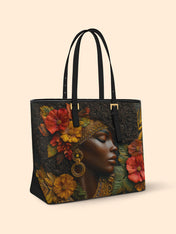 Floral Grace Sleek Leather Tote QR0XD026
