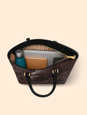 Floral Calm Sleek Leather Tote QR0XD031