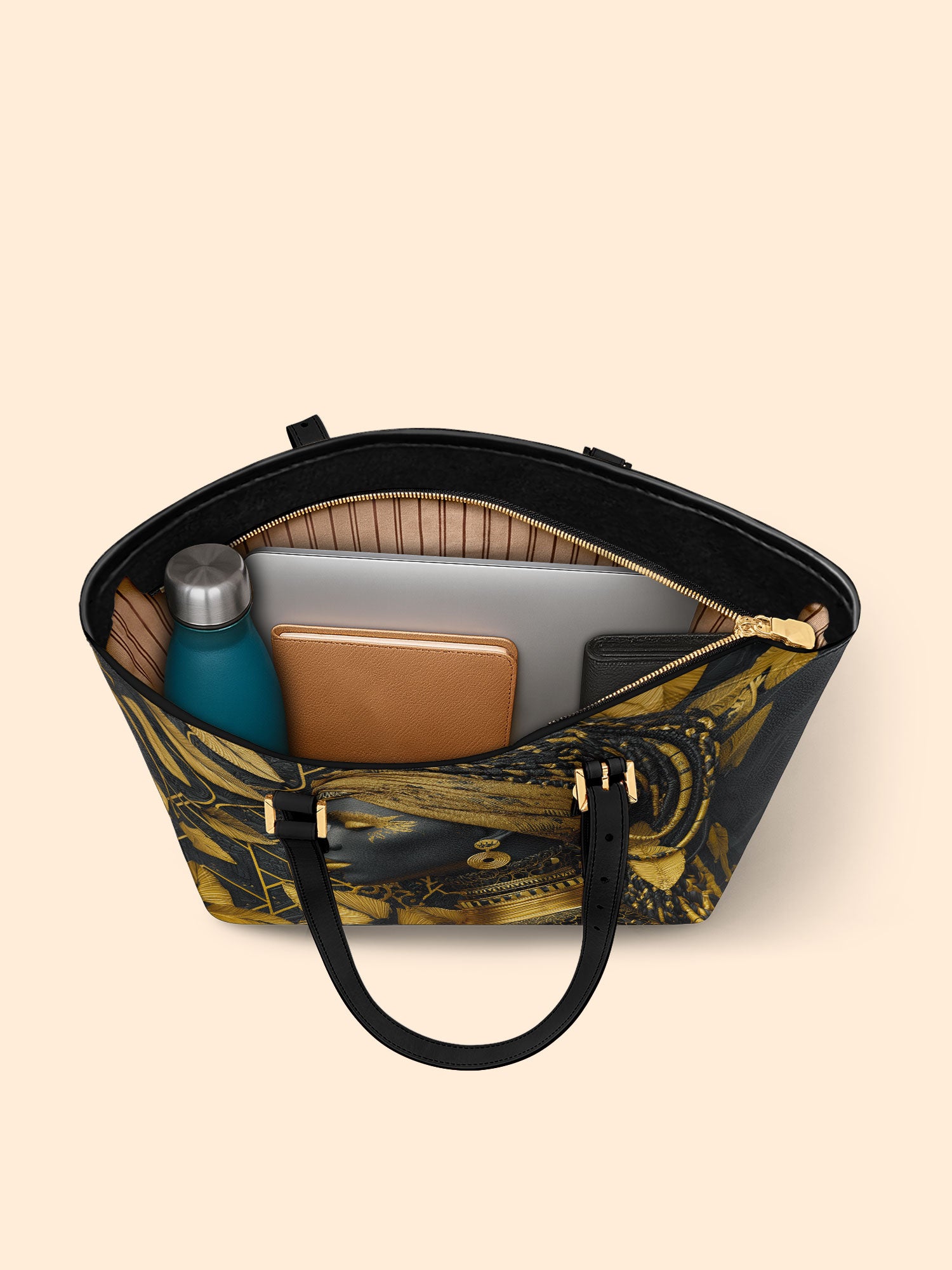 The Gilded Queen Sleek Leather Tote QR0TD029