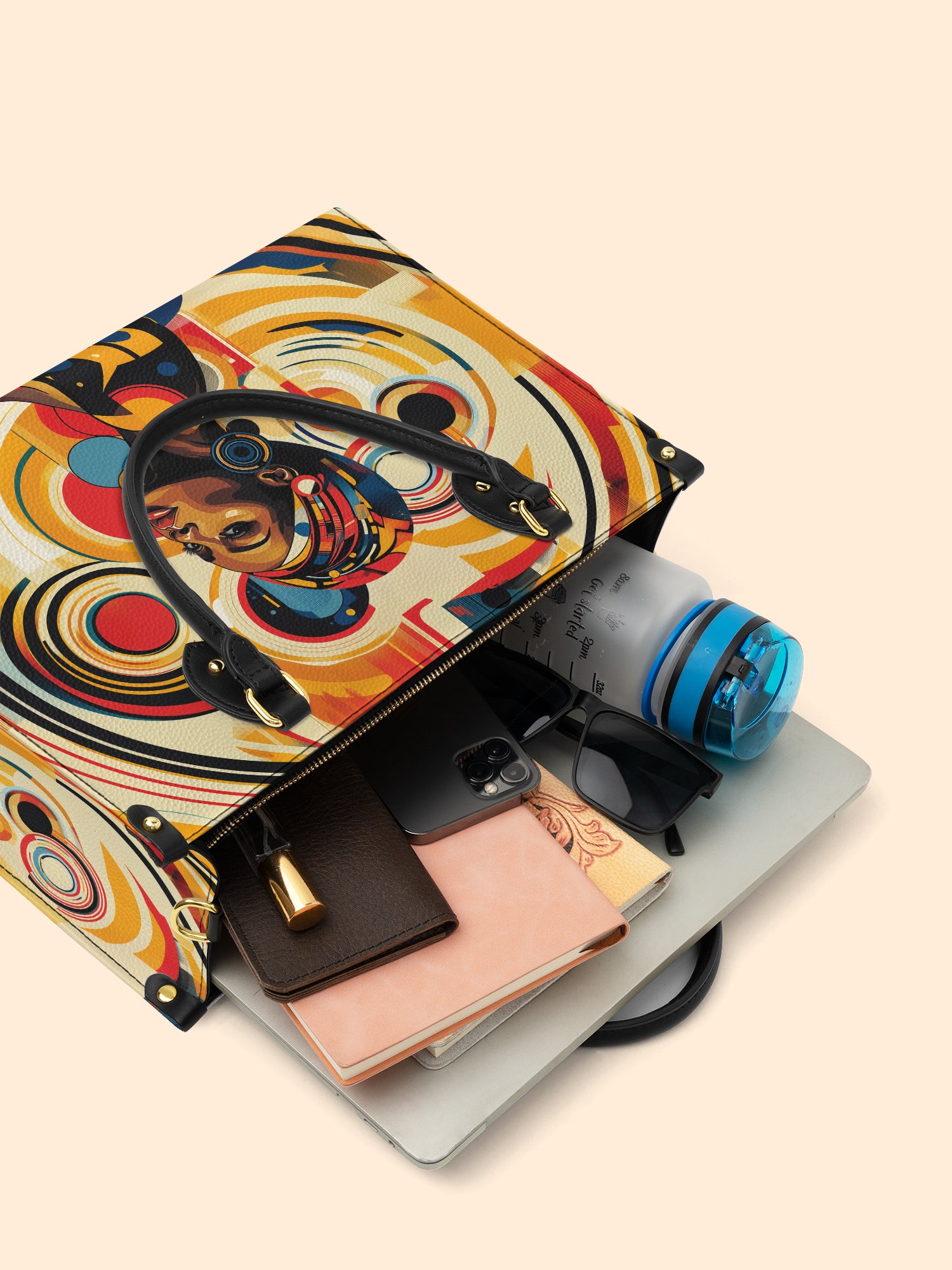 Bold Black Woman Premium Leather Handbag QR0XD110