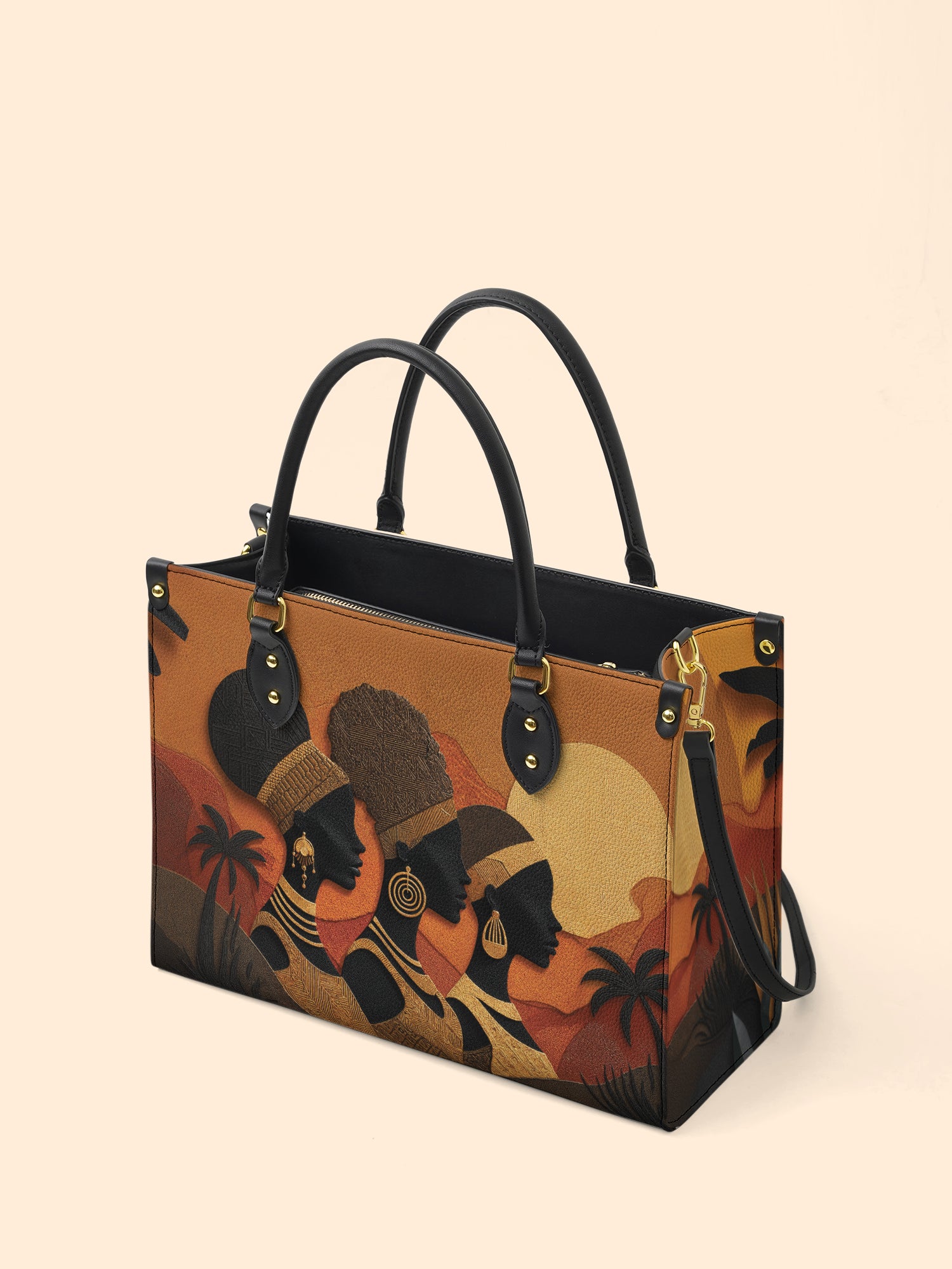 Three African Queens Premium Leather Handbag QR0HH024