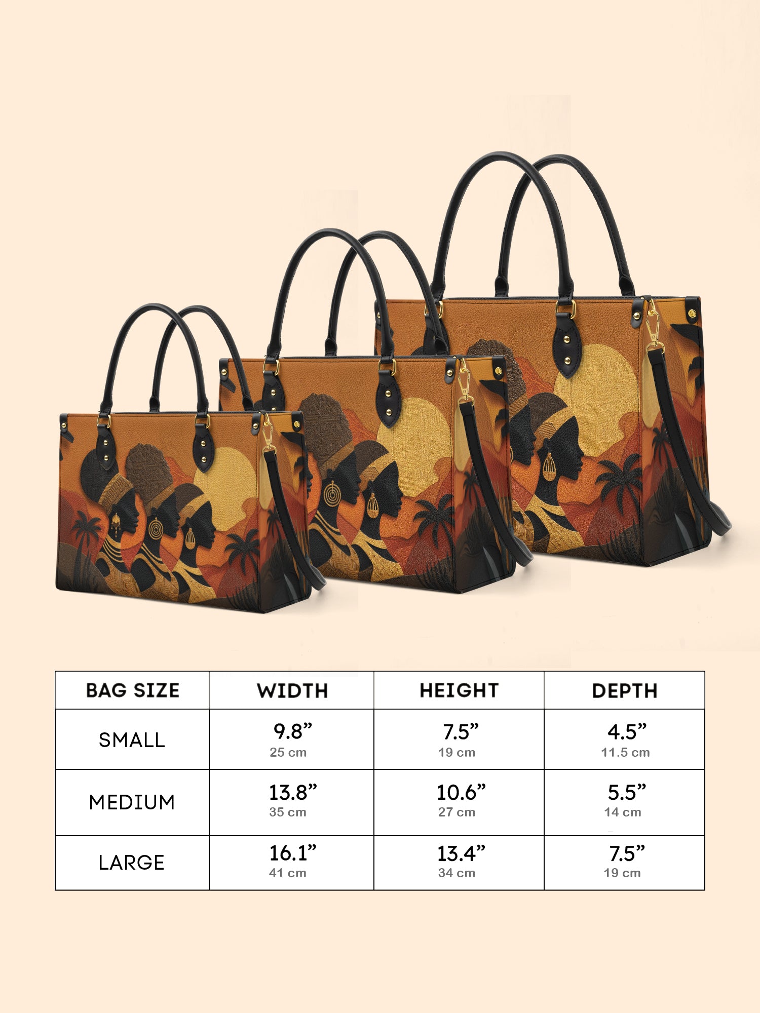 Three African Queens Premium Leather Handbag QR0HH024