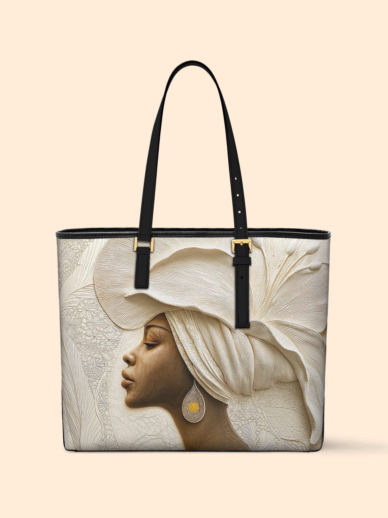 Ivory Blossom Sleek Leather Tote QR0TV124