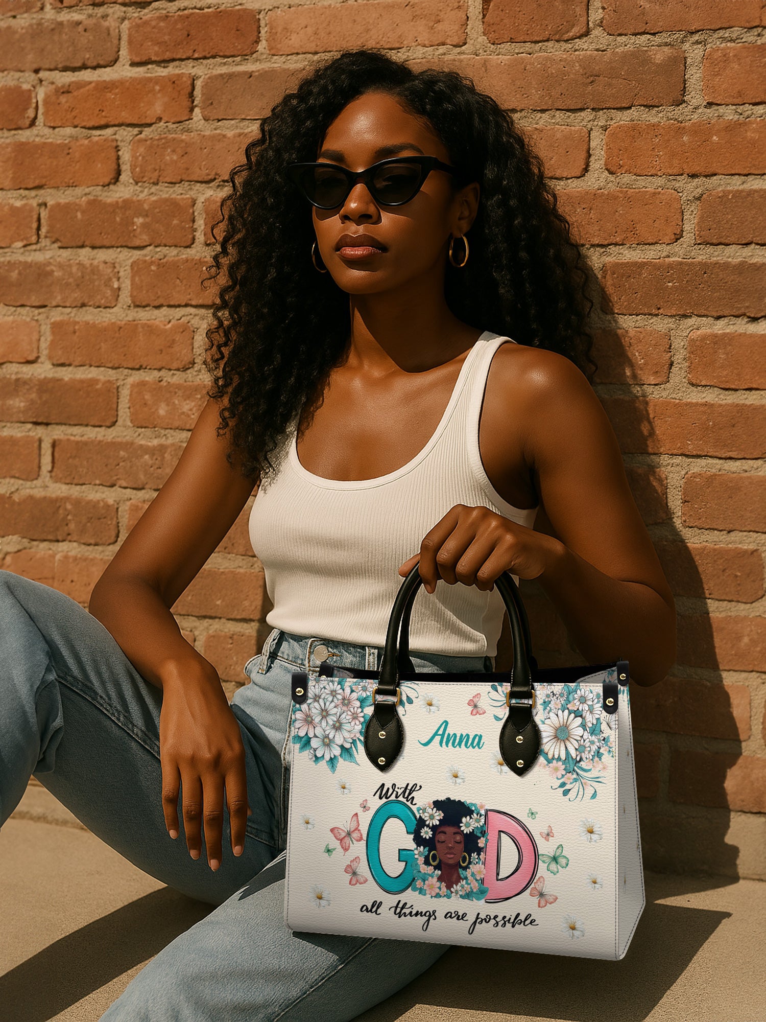 Flower Crown Serenity Premium Leather Handbag