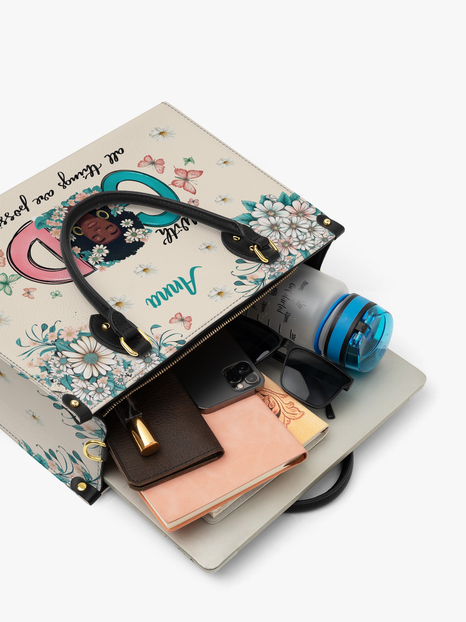 Flower Crown Serenity Premium Leather Handbag