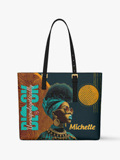 Unapologetically Black Sleek Leather Tote