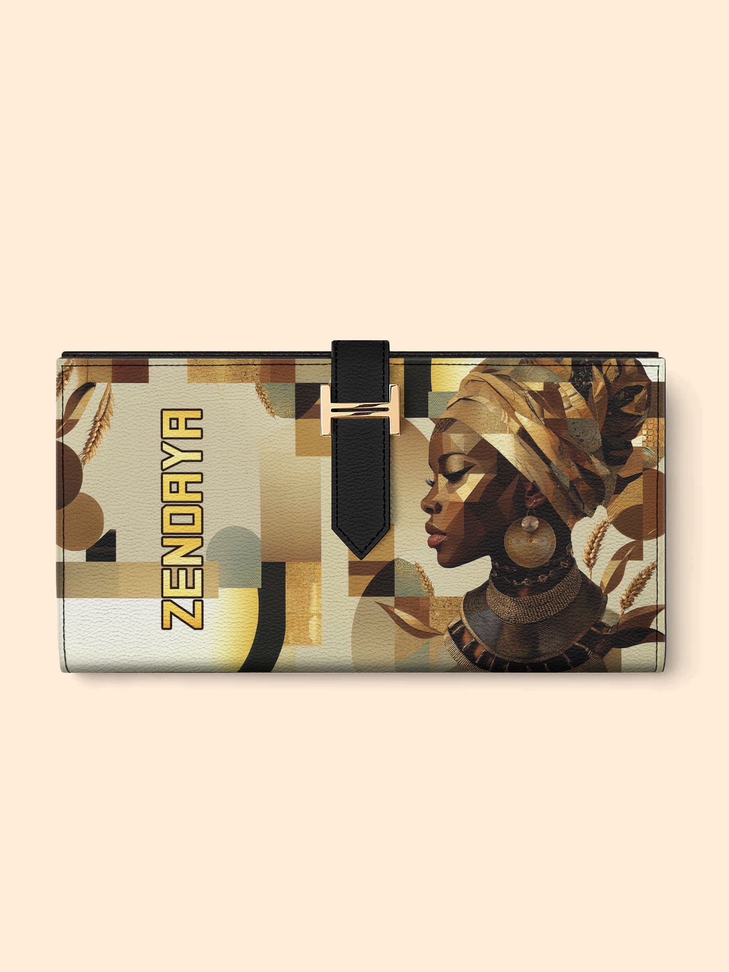 Golden Facets Tab Closure Wallet