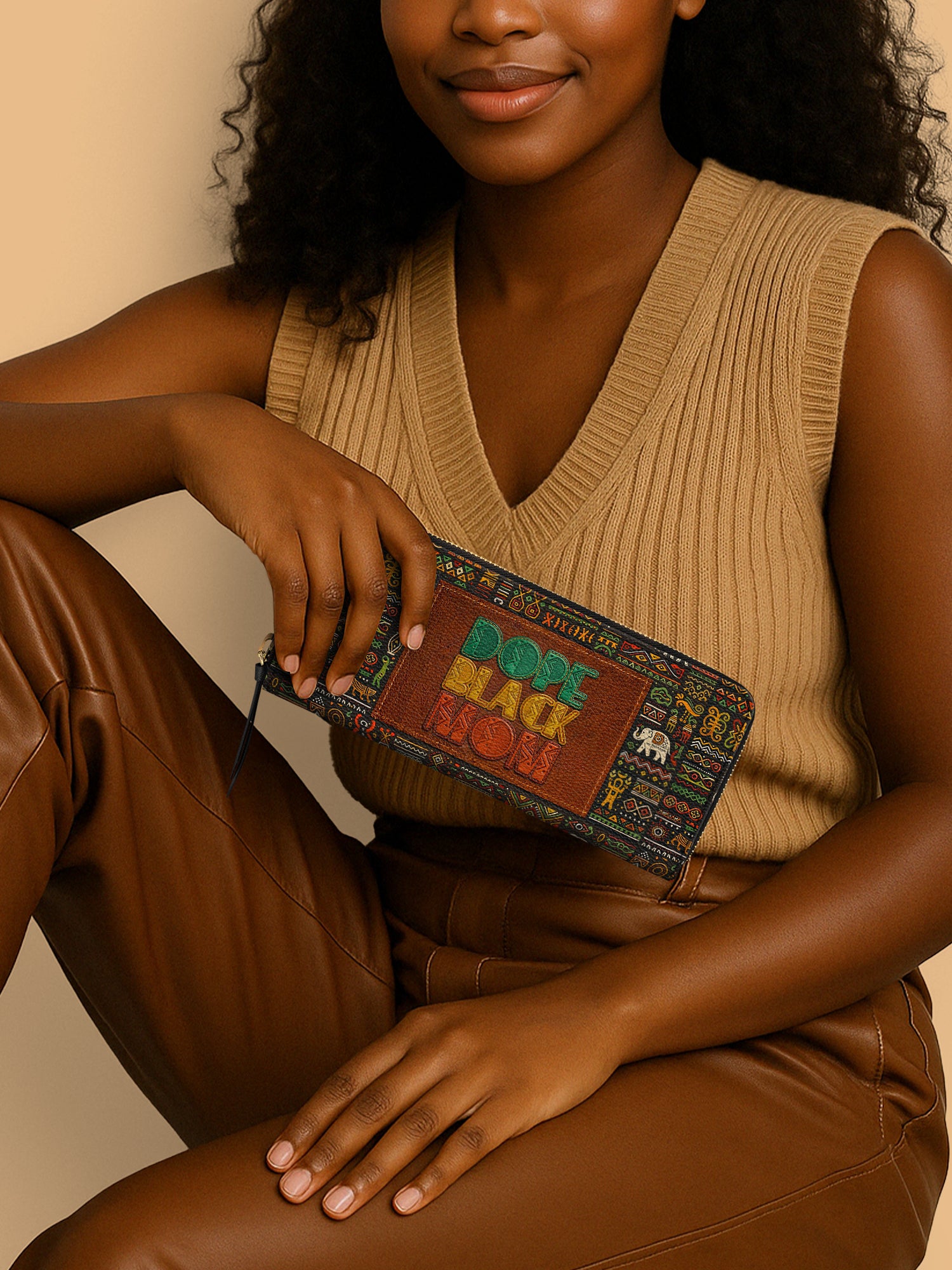 Dope Black Mom Slimline Zippy Wallet QR0HH207